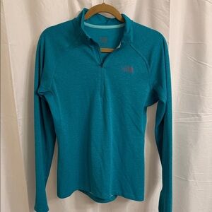 Excellent The North Face Teal Long Sleeve Quarters Zip - M